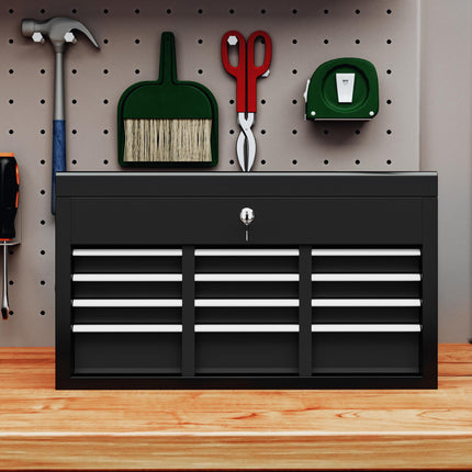 Steel Six Drawer Lockable Tool Storage Chest with Keys - Black
