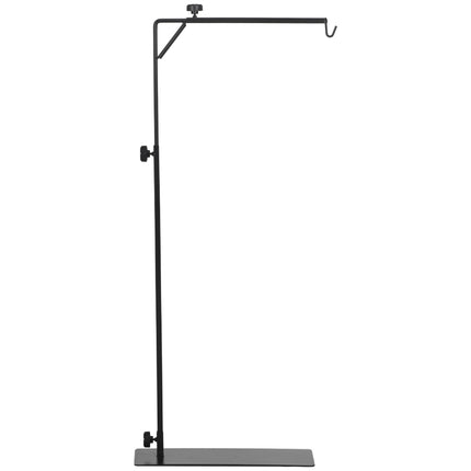 Adjustable 86-129cm Reptile Lamp Stand Holder with Hook and Base - Black