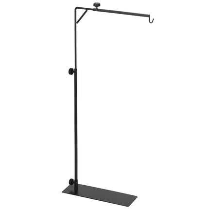 Adjustable 86-129cm Reptile Lamp Stand Holder with Hook and Base - Black