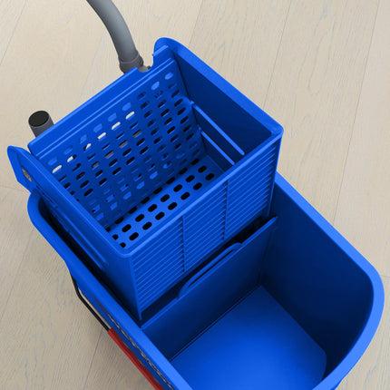 20L Mop Bucket with Wringer and Water Separation Panel on Wheels - Blue