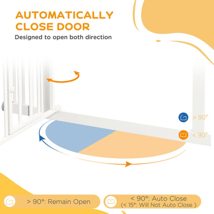Extra Tall Indoor Pet Safety Gate with Cat Flap, Auto Close, Adjustable 74-101cm Wide - White