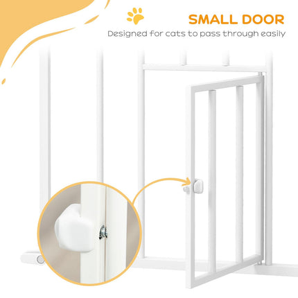 Extra Tall Indoor Pet Safety Gate with Cat Flap, Auto Close, Adjustable 74-101cm Wide - White