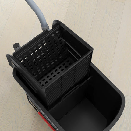 20L Mop Bucket with Wringer and Water Separation Panel on Wheels - Black