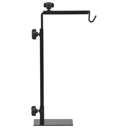 Adjustable Reptile Lamp Stand Holder with Hook and Base - Black