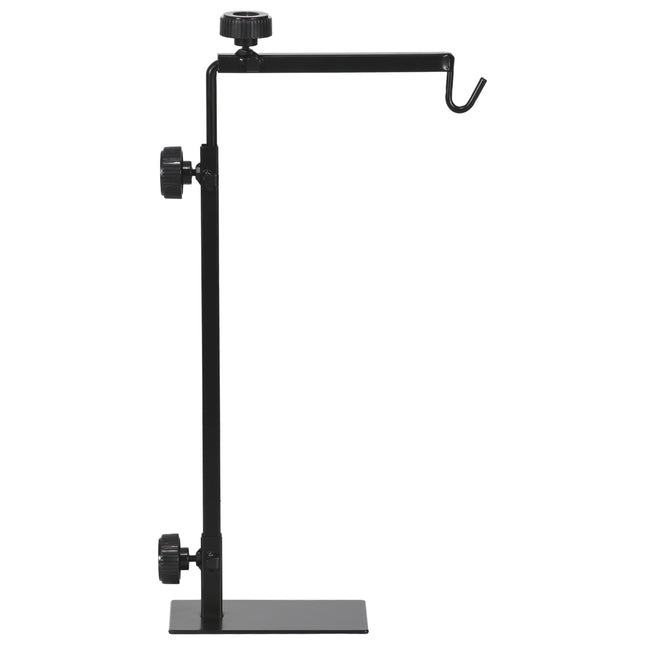 Adjustable Reptile Lamp Stand Holder with Hook and Base - Black