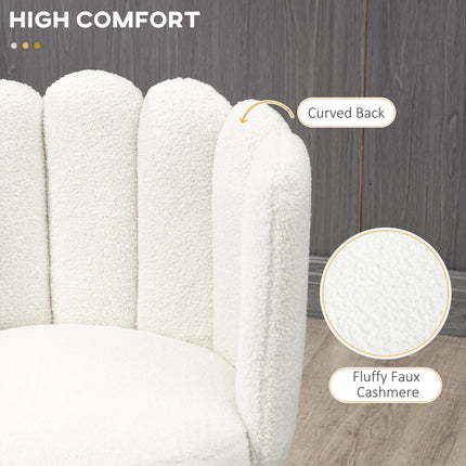 Set of 2 Faux Cashmere Upholstered Bar Stools with Backs, Footrest & Steel Base - Cream