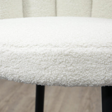 Set of 2 Faux Cashmere Upholstered Bar Stools with Backs, Footrest & Steel Base - Cream
