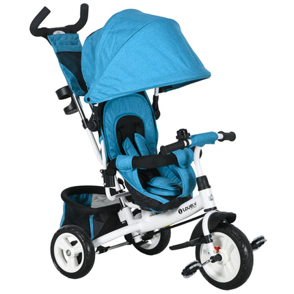 6 in 1 Kids Trike with Parent Handle, Canopy, 5-point Seat Belt, Storage, Footre