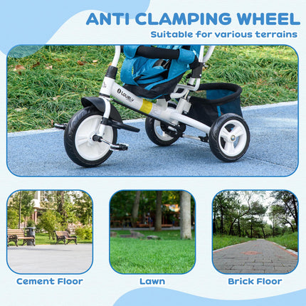 6 in 1 Kids Trike with Parent Handle, Canopy, 5-point Seat Belt, Storage, Footre