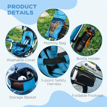 6 in 1 Kids Trike with Parent Handle, Canopy, 5-point Seat Belt, Storage, Footre