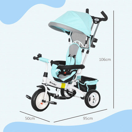 6 in 1 Kids Trike Push Bike with Canopy, 5-Point Safety Belt, Storage & Brake for Ages 1-5 - Green