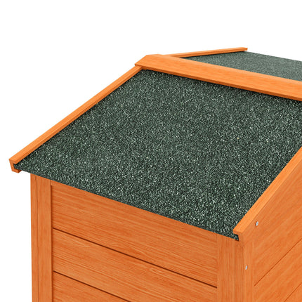 Two-Tier Rabbit Hutch with Run, Ramp & Slide-Out Tray for Garden - Orange