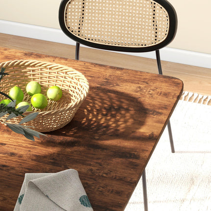 Six-Person Drop Leaf Dining Table with Storage and Wheels - Rustic Brown/Black