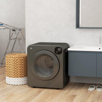 6kg Vented Tumble Dryer with 7 Programs, Freestanding, Wall Mounted & Stackable - Grey