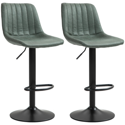 Set of 2 Retro Tub Bar Stools with Backrest - Green