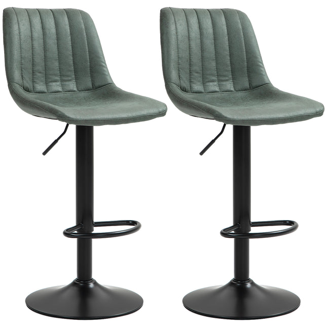 Set of 2 Retro Tub Bar Stools with Backrest - Green