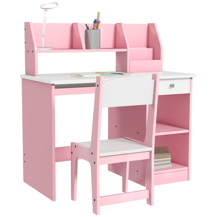 Kids 2 Piece Desk and Chair Set with Storage - Pink
