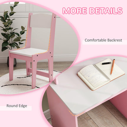 Kids 2 Piece Desk and Chair Set with Storage - Pink