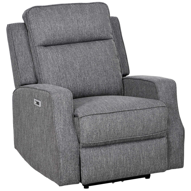 150° Electric Recliner Chair with USB Port and Footrest - Charcoal Grey