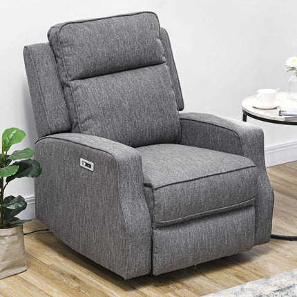 150° Electric Recliner Chair with USB Port and Footrest - Charcoal Grey