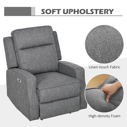 150° Electric Recliner Chair with USB Port and Footrest - Charcoal Grey