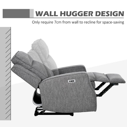 150° Electric Recliner Chair with USB Port and Footrest - Charcoal Grey