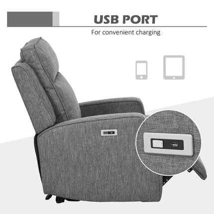 150° Electric Recliner Chair with USB Port and Footrest - Charcoal Grey
