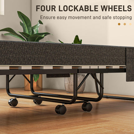 Folding Guest Bed with 10cm Mattress and Side Pockets - Dark Grey