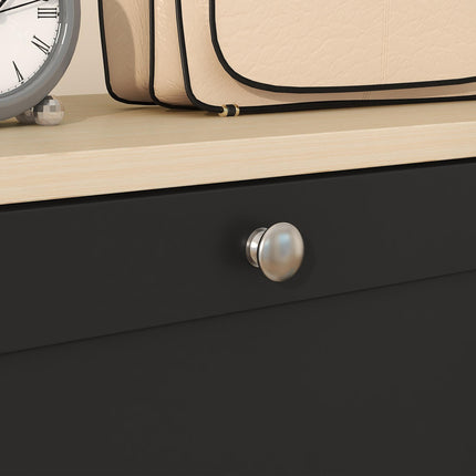 Modern Compact Three-Drawer Shoe Storage Cabinet with Adjustable Shelves - Black