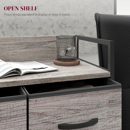 Rustic Chest of Four Fabric Drawers with Steel Frame - Grey Wood Effect