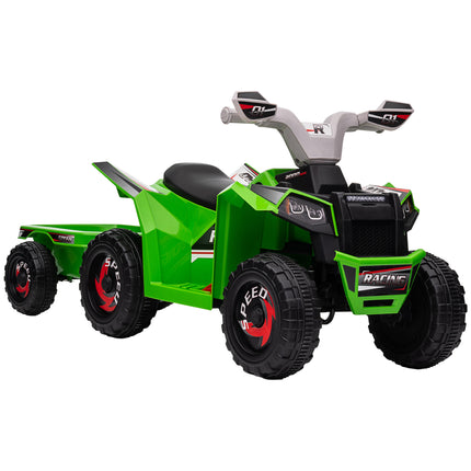 6V Toddler Quad Bike with Back Trailer for Ages 18-36 Months - Green