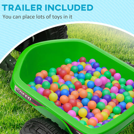 6V Toddler Quad Bike with Back Trailer for Ages 18-36 Months - Green