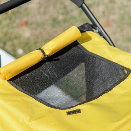 Foldable Pet Stroller for Medium & Large Dogs and Cats with Washable Cushion, Storage Bags & Safety Leash - Yellow