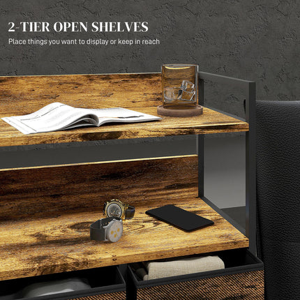 Rustic Chest with Seven Fabric Drawers for Storage - Rustic Brown