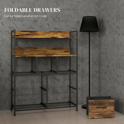 Rustic Chest with Seven Fabric Drawers for Storage - Rustic Brown