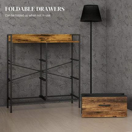 Rustic Chest of Six Fabric Drawers with Steel Frame - Rustic Brown