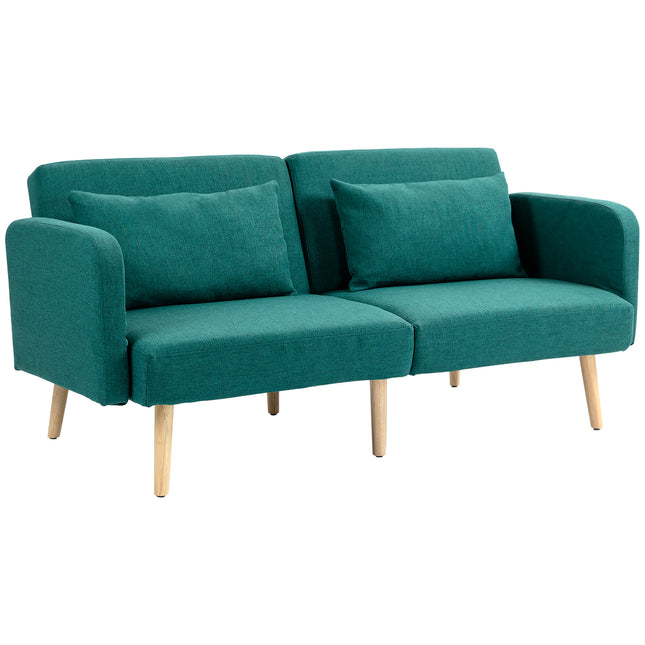2/3 Seater Sofa Bed, Convertible Bed Settee, Fabric Sofa Couch with 2 Cushions F