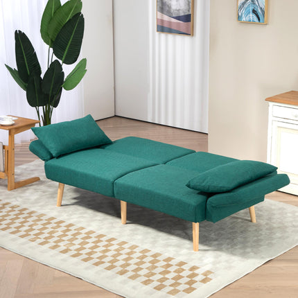 2/3 Seater Sofa Bed, Convertible Bed Settee, Fabric Sofa Couch with 2 Cushions F
