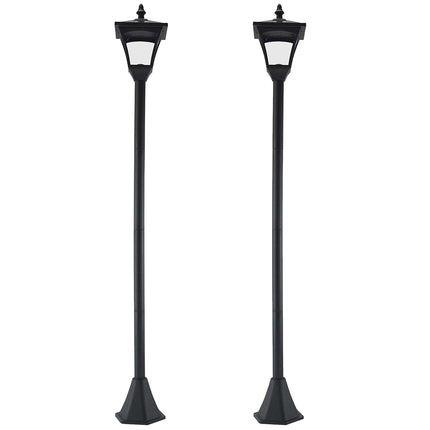 Set of 2 Solar Garden Post Lamps with Sensor Dimmable LED - Black