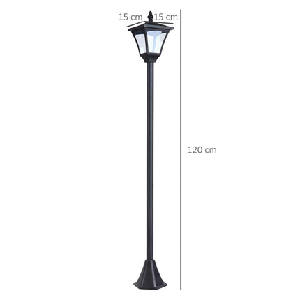 Set of 2 Solar Garden Post Lamps with Sensor Dimmable LED - Black