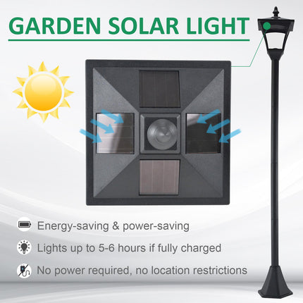 Set of 2 Solar Garden Post Lamps with Sensor Dimmable LED - Black