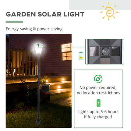 Set of 2 Solar Garden Post Lamps with Sensor Dimmable LED - Black