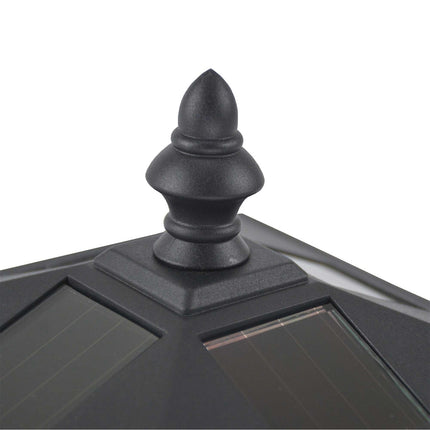 Set of 2 Solar Garden Post Lamps with Sensor Dimmable LED - Black