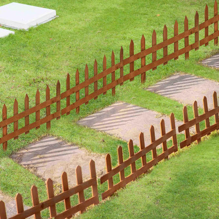 Pack of 24 Wooden Border Fences, Garden Fixed Picket Fence for Lawn Edging, Flow