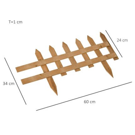Pack of 24 Wooden Border Fences, Garden Fixed Picket Fence for Lawn Edging, Flow