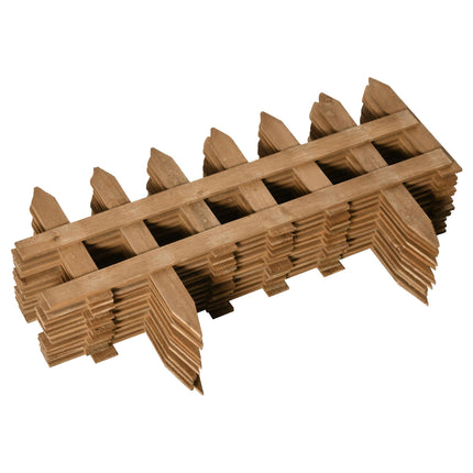 Pack of 24 Wooden Border Fences, Garden Fixed Picket Fence for Lawn Edging, Flow