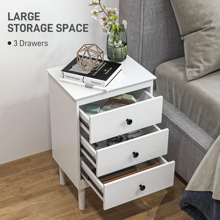Set of Two Three-Drawer Bedside Tables - White