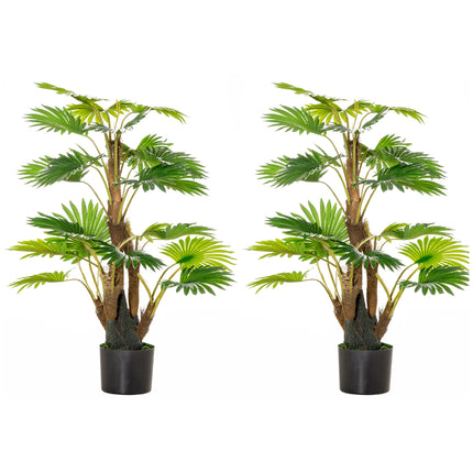 2 Pack Artificial Palm Tree Plants 135cm with Pot for Indoor Outdoor Decor - Green