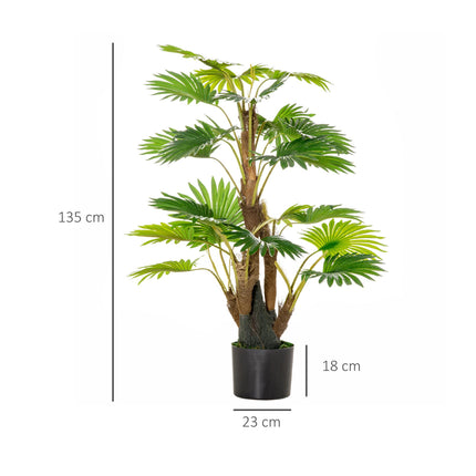 2 Pack Artificial Palm Tree Plants 135cm with Pot for Indoor Outdoor Decor - Green