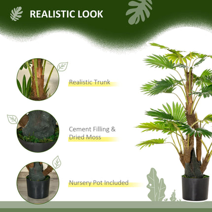 2 Pack Artificial Palm Tree Plants 135cm with Pot for Indoor Outdoor Decor - Green